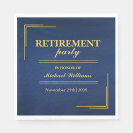 Guardanapo De Papel Azul Elegante corporativo de aposentadoria Dourado
