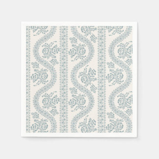 Guardanapo De Papel Azul empoeirado Floral Listra em Osso