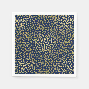 Guardanapo De Papel Azul Escuro com Pontos Dourados Confetes Elegante