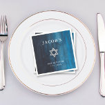 Guardanapo De Papel Azul Escuro Cor de Água Bar Mitzvah<br><div class="desc">Estes belos convites Mitzvah para o Bar ou guardanapos de Bat Mitzvah apresentam uma elegante aquarela num tom na moda de azul escuro com uma Estrela de David em prata.</div>