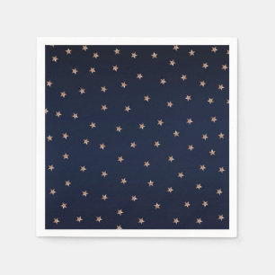 Guardanapo De Papel Azul Escuro e Rosa Dourado Estrelas Brilhantes Est