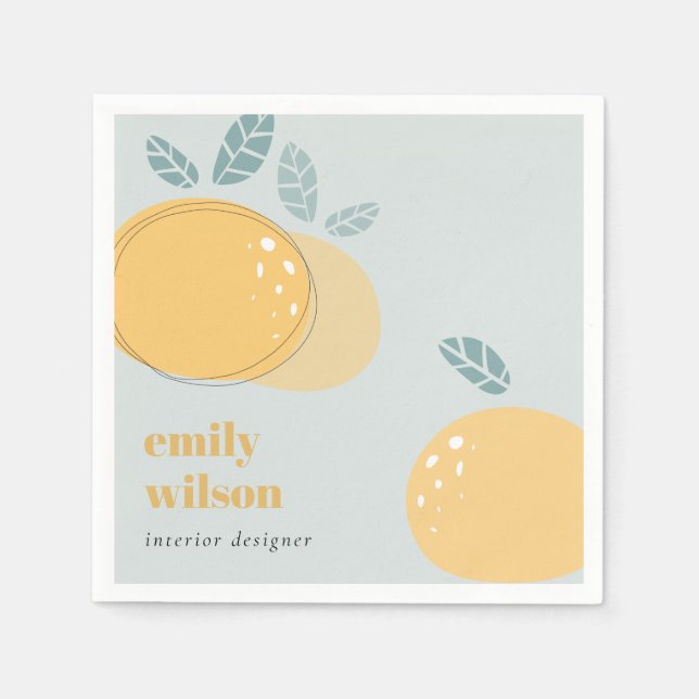 Guardanapo De Papel Azul-escuro Fruticultura Abstrato de Cor Laranja-E (Frente)