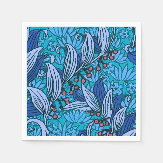 Guardanapo De Papel Azul Floral Antiquado Boho Moderno (Frente)