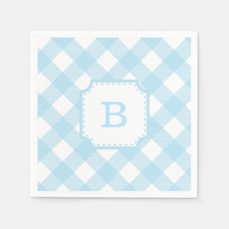 Guardanapo De Papel Azul Gingham - Papel-Padrão Controlado Napkin