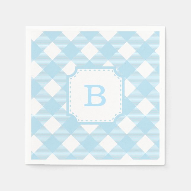 Guardanapo De Papel Azul Gingham - Papel-Padrão Controlado Napkin (Frente)