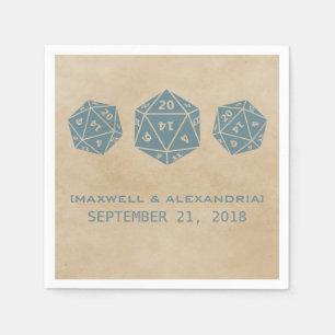 Guardanapo De Papel Azul Grunge D20 Dice Gamer Paper Napkins