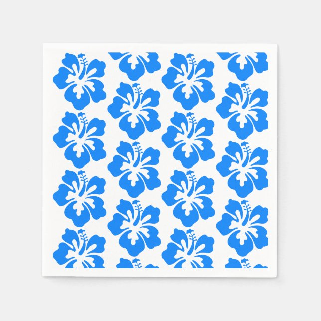 Guardanapo De Papel Azul Hibiscus Havaiano Flor Luau Aniversário (Frente)