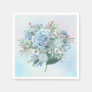 Guardanapo De Papel Azul Hydrangea Watercolor Paper Napkin