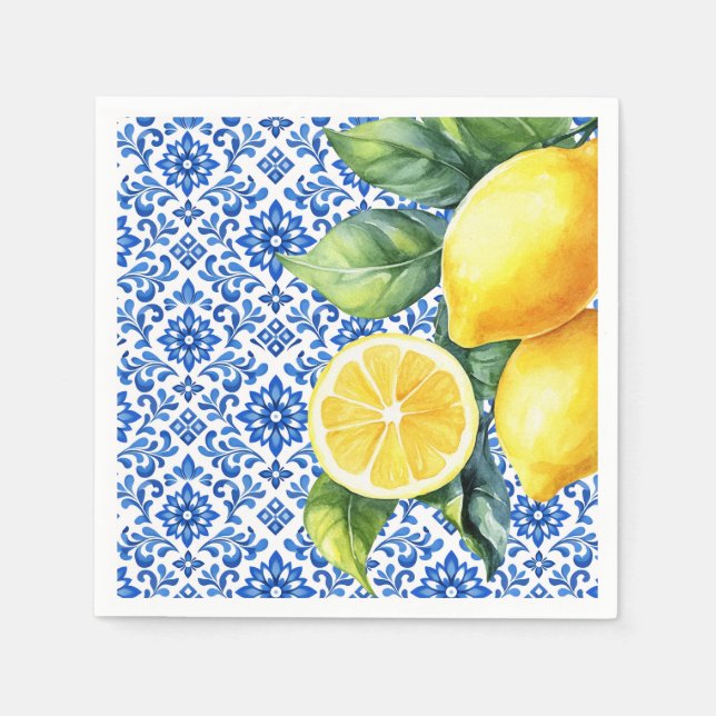 Guardanapo De Papel Azul & Limone Romance Azul Azulejo (Frente)