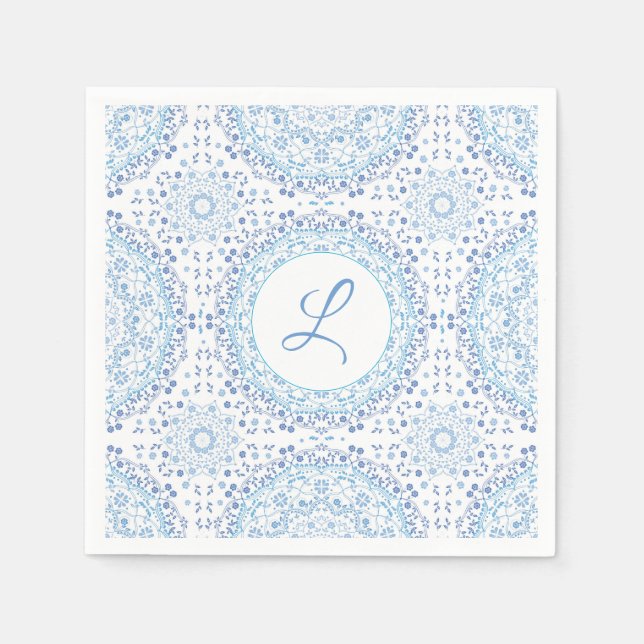 Guardanapo de papel azul Mandala (Frente)
