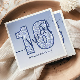 Guardanapo De Papel Azul Marinho Brilho Script Aniversário de 16 Anos