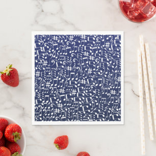 Guardanapo De Papel Azul Marinho Cobalto Azul Branco Notas Musicais Da