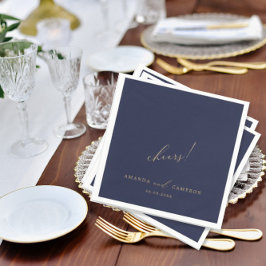 Guardanapo De Papel Azul Marinho Romântico Dourado da caligrafia "Saúd