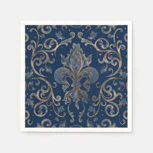 Guardanapo De Papel Azul-mármore-de-lis, Dourado