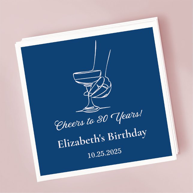 Guardanapo De Papel Azul moderno aplaude 30 anos Aniversário Nápoles (Criador carregado)