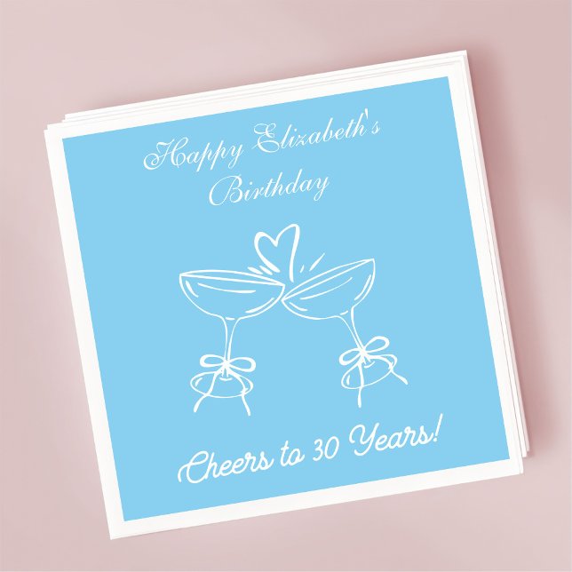 Guardanapo De Papel Azul moderno aplaude 30 anos Aniversário Nápoles (Criador carregado)