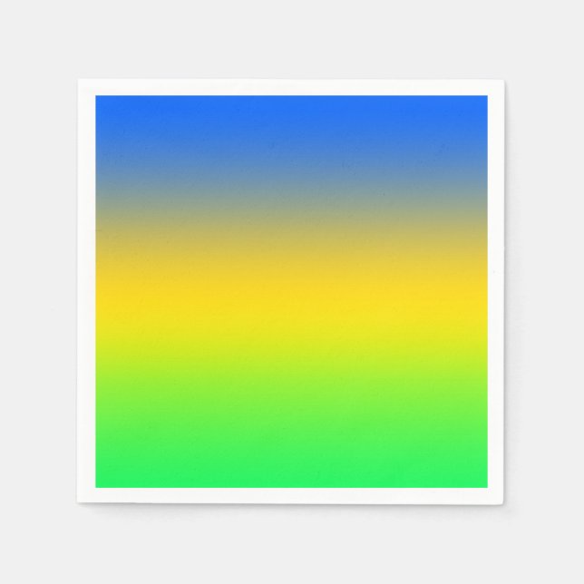 Guardanapo De Papel Azul neon, amarelo, gradiente verde, ombre. (Frente)