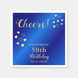 Guardanapo De Papel Azul Personalizado e Saúde Dourada 50º Aniversário