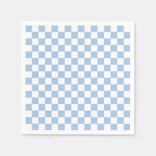 Guardanapo De Papel Azul Poeirento e Xadrez Branco