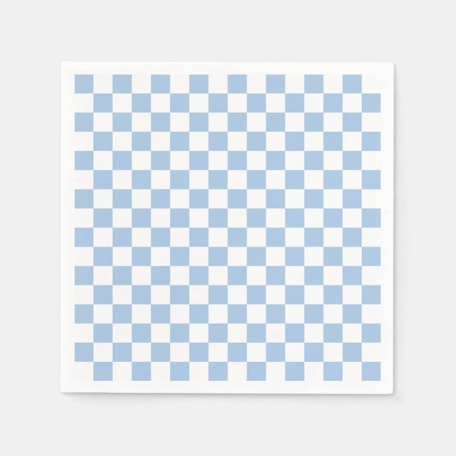 Guardanapo De Papel Azul Poeirento e Xadrez Branco (Frente)