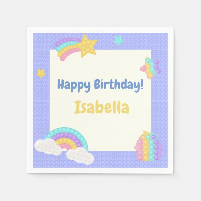 Guardanapo De Papel Azul Pop It Fidget Birthday (Frente)