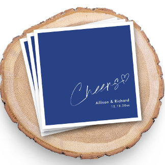 Guardanapo De Papel Azul Real e Branco | Casamento Mão-Escrito