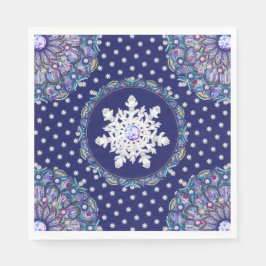 Guardanapo De Papel Azul-rocha e floco de neve