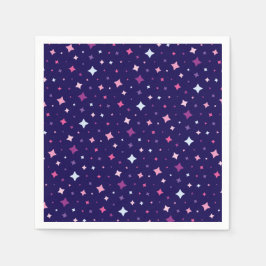 Guardanapo De Papel Azul Rosa Estrelas Roxas Espaço Cósmico.