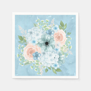 Guardanapo De Papel Azul Rústico Rosa Verde Floral Shabby Chic