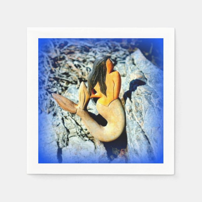 Guardanapo De Papel azul-sereia de cabelos negros (Frente)