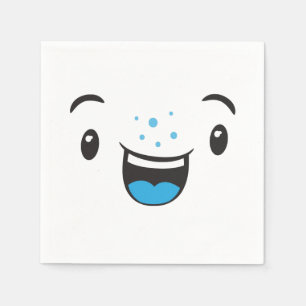 Guardanapo De Papel Azul sorrindo Kawaii Face Napkins