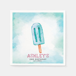 Guardanapo De Papel Azul Sorvete Aquarela Aniversário