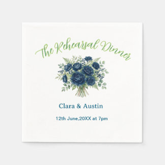 Guardanapo De Papel azul verde floral o jantar de ensaio editável na