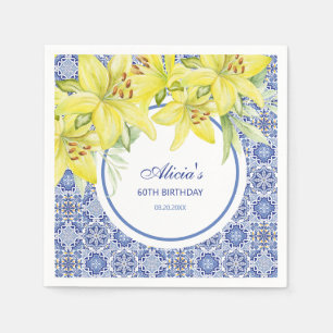 Guardanapo De Papel Azulejo Amarelo Amarelo Azulejo Azulejo Aniversári