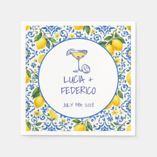 Guardanapo De Papel Azulejo azul italiano mediterrâneo La Dolce Vita