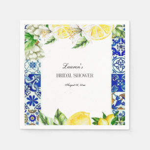 Guardanapo De Papel Azulejo azul Lemon Chá de panela italiano bem-vind