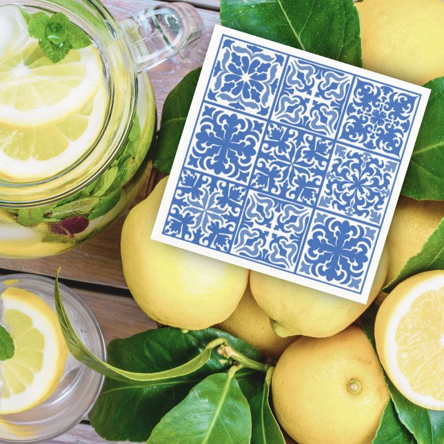 Guardanapo De Papel Azulejo Azul Mediterrâneo Casamento ou Chuveiro de (Criador carregado)
