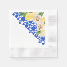 Azulejo azul mediterrânico de Verão e impressão de