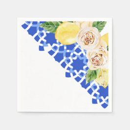 Guardanapo De Papel Azulejo azul mediterrânico de Verão e impressão de