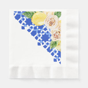 Guardanapo De Papel Azulejo azul mediterrânico de Verão e impressão de