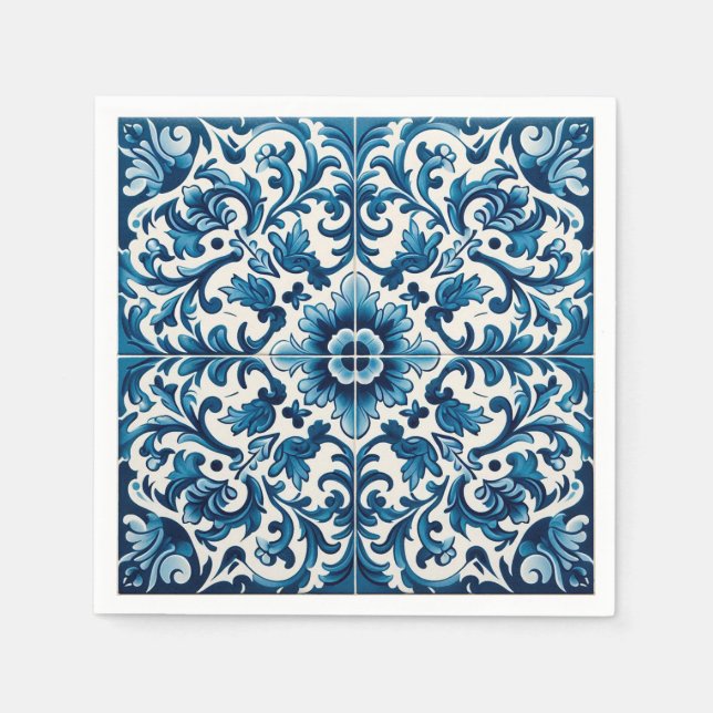 Guardanapo De Papel Azulejo azul português (Frente)