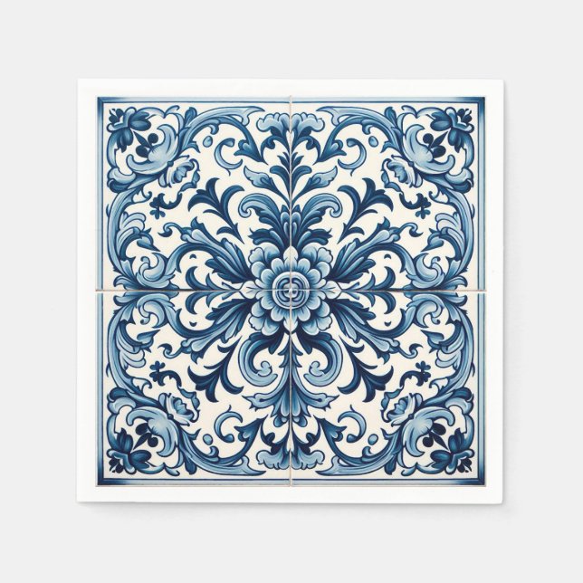 Guardanapo De Papel Azulejo azul português (Frente)