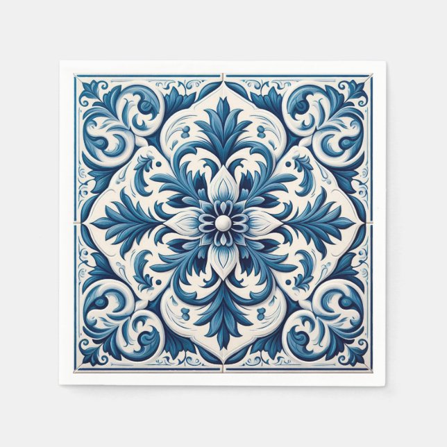 Guardanapo De Papel Azulejo azul português (Frente)