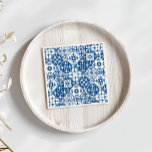 Guardanapo De Papel Azulejo Azul Santorini - Temático grego/ espanhol<br><div class="desc">Musical mediterrânico grego azul-tiled inspirado em dançante guardanapo de papel da Rainha chá de panela</div>