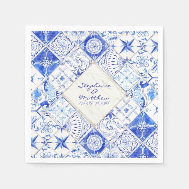 Guardanapo De Papel Azulejo De Aquarela Elegante De Casamento De Barn  (Frente)