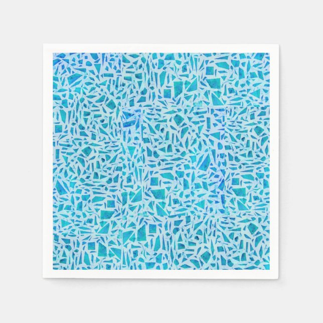 Guardanapo De Papel Azulejo de Vidro Mosaico Azul Turquesa Moderno Qui (Frente)