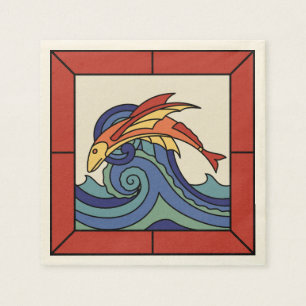 Guardanapo De Papel Azulejo dos peixes de vôo do vintage da ilha de