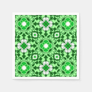 Guardanapo De Papel Azulejo Floral marroquino, Emerald e Verde limão