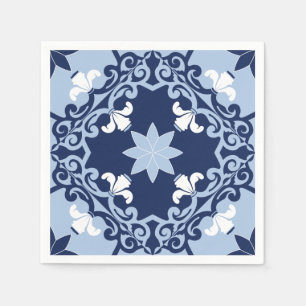 Guardanapo De Papel Azulejo geométrico marroquino decorativo azul