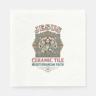Guardanapo De Papel Azulejo Jesus Mediterrâneo Fé Jesus Cerâmica